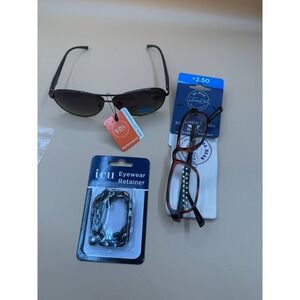 Lot Of 3 ICU‎ Eyewear Retainer/SOL Sunglasses/Dr. Dean Reading Glasses +2.50 NEW